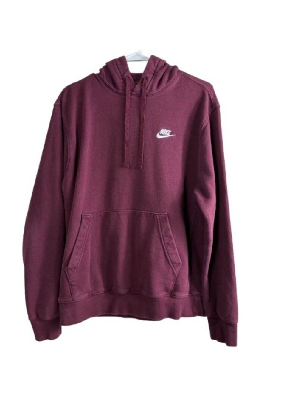 Nike Club Fleece Hoodie Medium Burgundy Crush Men Pullover Sweatshirt Gym Sport